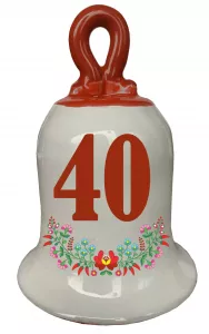 Zvonček k narodeninám s číslom 40 Červená