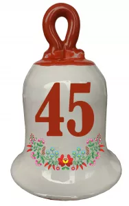 Zvonček k narodeninám s číslom 45 Červená
