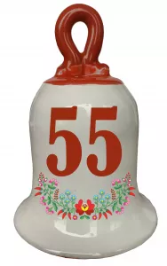 Zvonček k narodeninám s číslom 55 Červená