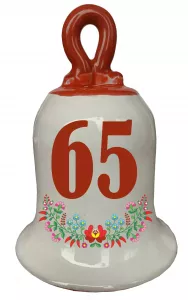 Zvonček k narodeninám s číslom 65 Červená