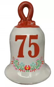 Zvonček k narodeninám s číslom 75 Červená