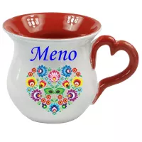 Šálka folk s uchom v tvare srdiečka a menom