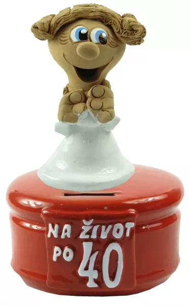 Pokladnička farebná s postavičkou ženy a číslom 40
