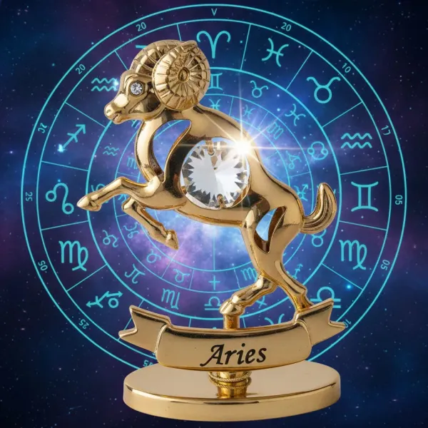 Pozlátená figúrka Znamenie BARAN (so Swarovski krištáľmi)