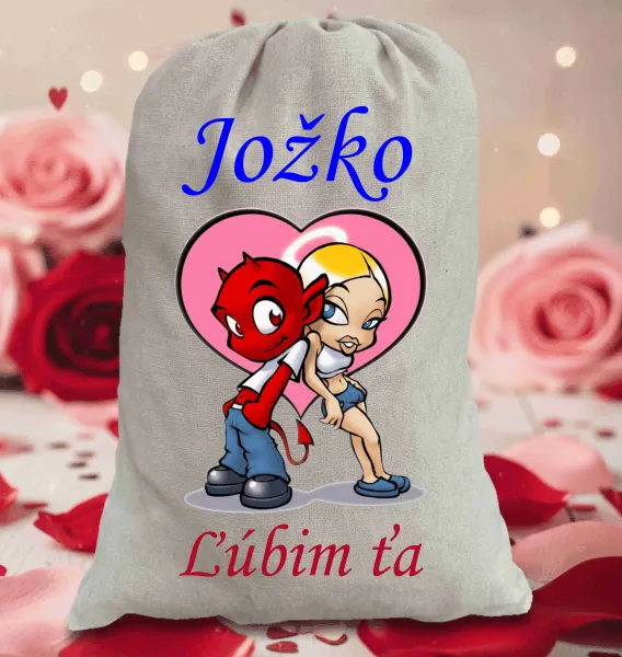 Darčekové vrecko - párik čert a anjelik s menom