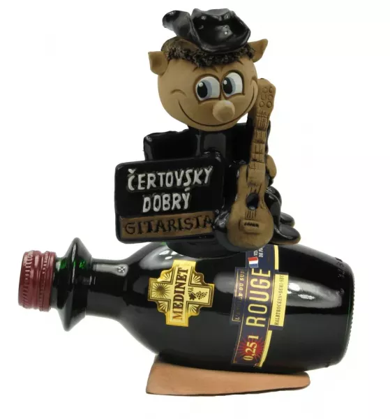 Čertík na víne + country gitara s nápisom "gitarista" Čert