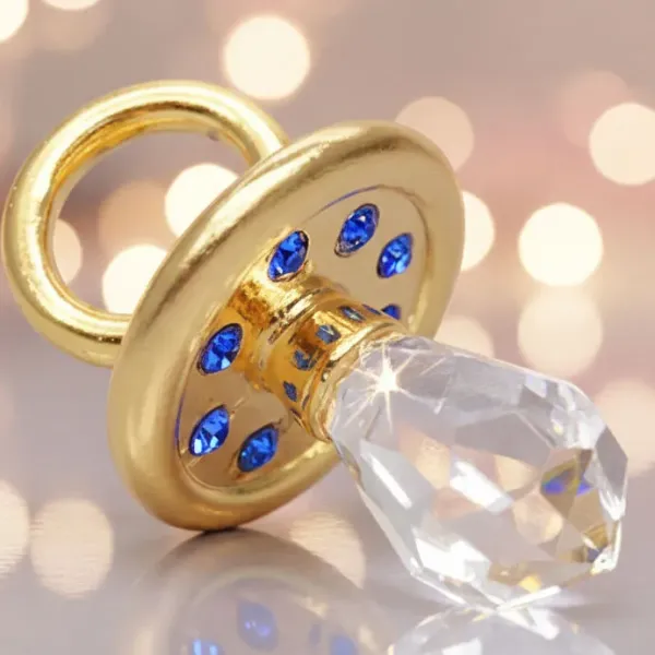 Pozlátený dekoračný cumlík so Swarovski krištáľom