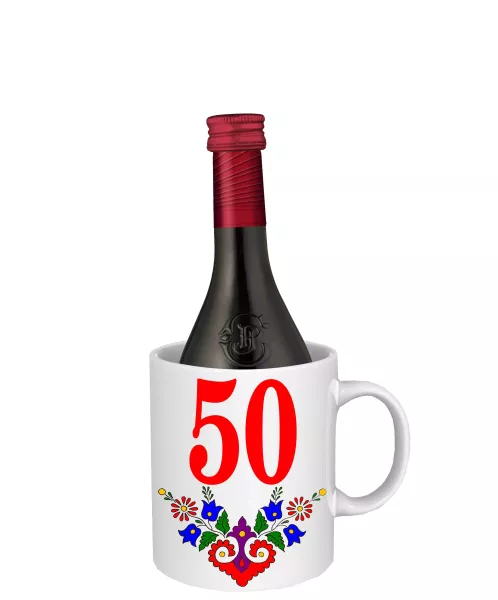 Hrnček SK2 s vínom - k narodeninám s číslom 50