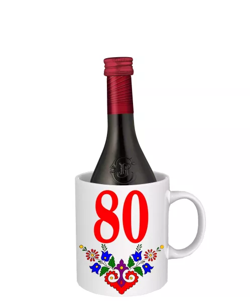 Hrnček SK2 s vínom - k narodeninám s číslom 80