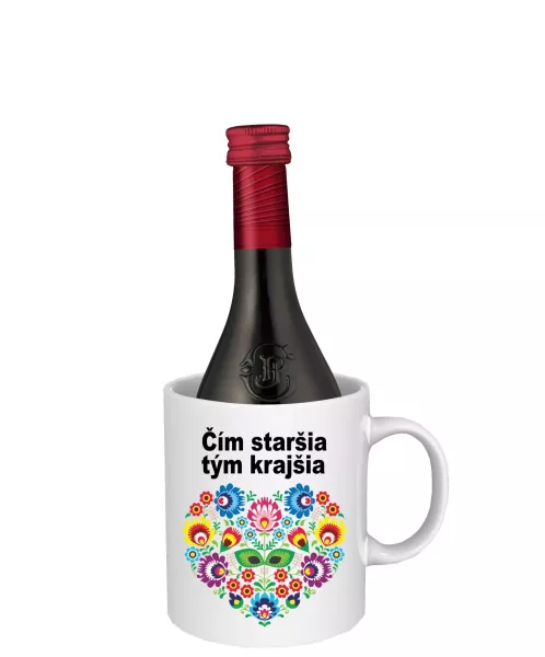 Hrnček SK s vínom - čím staršia, tým krajšia Biele víno