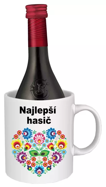 Hrnček SK s vínom - najlepší hasič Červené víno