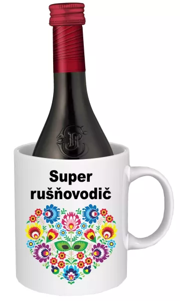 Hrnček SK s vínom - super rušňovodič Červené víno