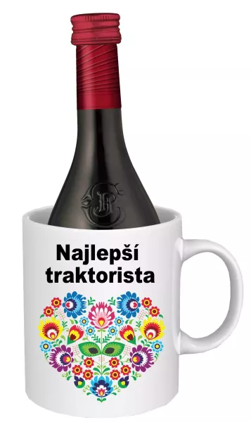 Hrnček SK s vínom - najlepší traktorista Biele víno