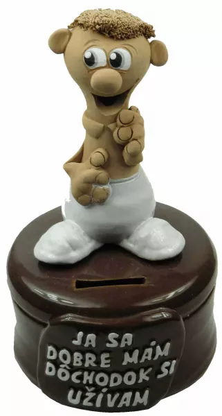 Pokladnička s postavou - ja sa dobre mám, dôchodok si užívam muž