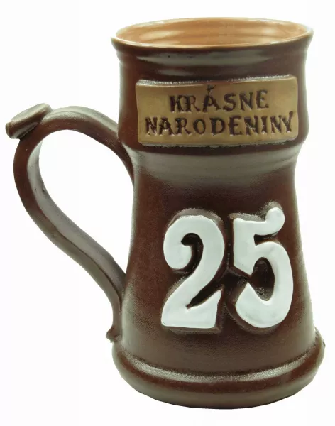 Keramický pohár 0,5L na pivo k narodeninám 25