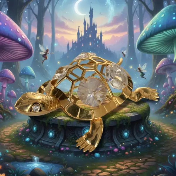 Pozlátená figúrka KORYTNAČKA (so Swarovski krištáľmi)