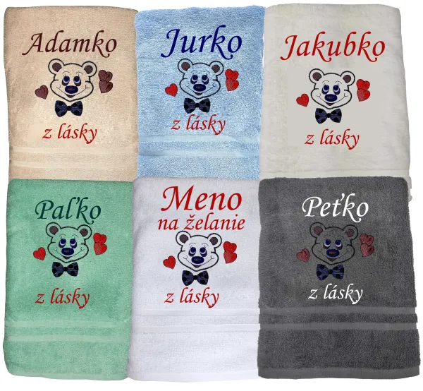 Osuška pre zamilovaných s mackom a menom na želanie
