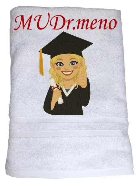 Osuška študentka s menom a titulom MUDr.