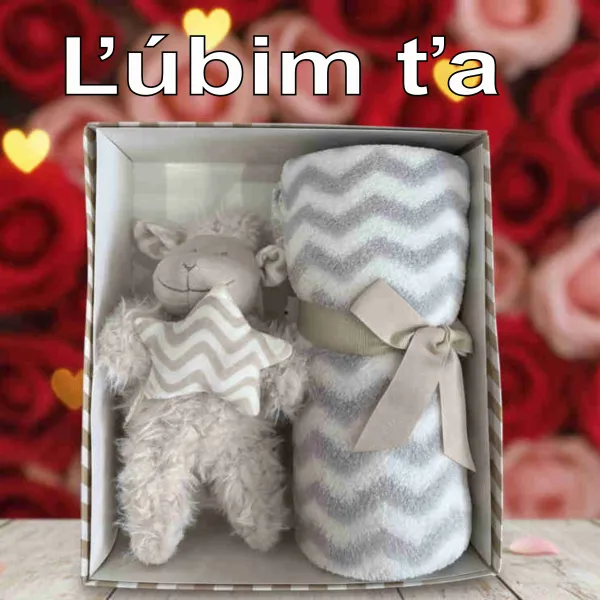 Plyšová ovečka s dekou v krabičke