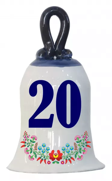 Zvonček k narodeninám s číslom 20 Modrá