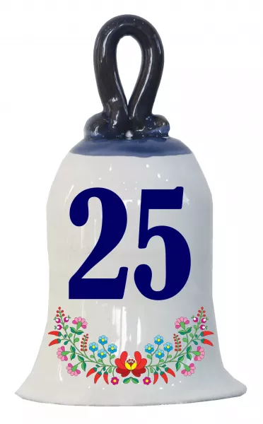 Zvonček k narodeninám s číslom 25 Modrá
