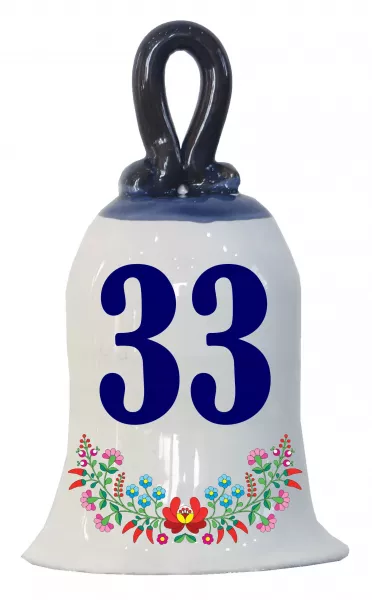 Zvonček k narodeninám s číslom 33 Modrá