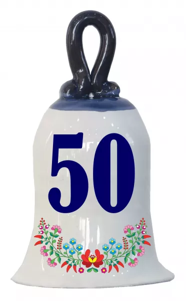 Zvonček k narodeninám s číslom 50 Modrá