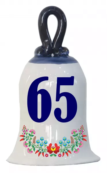 Zvonček k narodeninám s číslom 65 Modrá