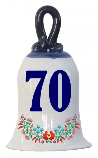 Zvonček k narodeninám s číslom 70 Modrá
