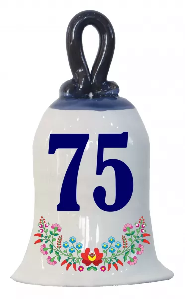 Zvonček k narodeninám s číslom 75 Modrá