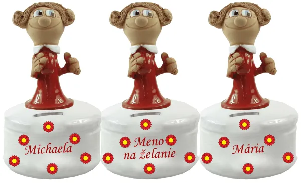 Pokladnička farebná s postavičkou ženy a menom na želanie
