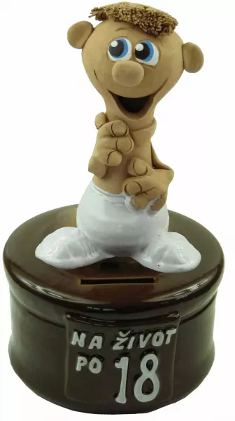 Pokladnička s postavou k narodeninám s číslom 18 muž