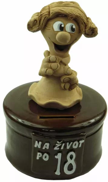 Pokladnička s postavou k narodeninám s číslom 18 žena