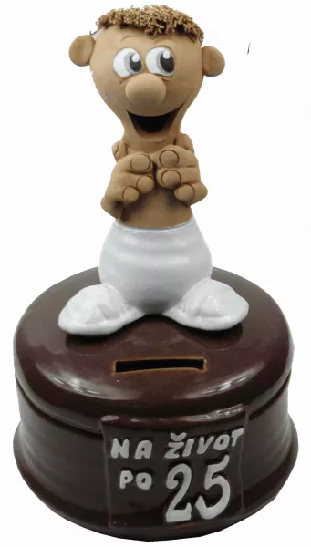Pokladnička s postavou k narodeninám s číslom 25 muž