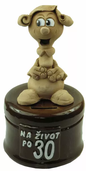 Pokladnička s postavou k narodeninám s číslom 30 žena