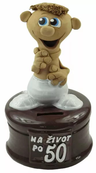 Pokladnička s postavou k narodeninám s číslom 50 muž
