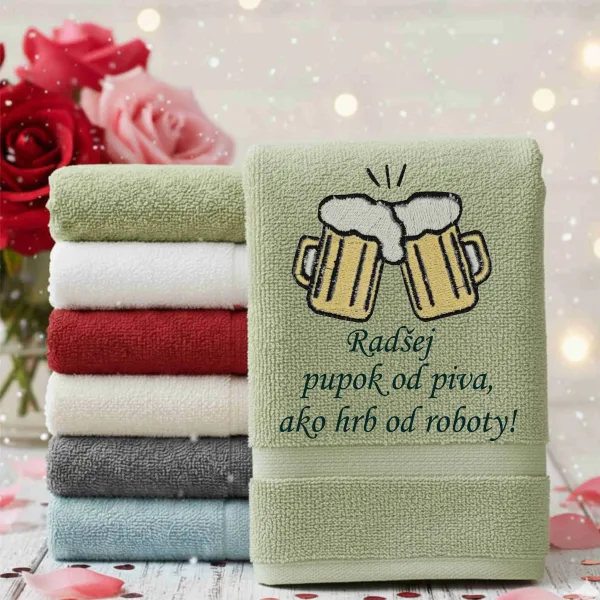 Osuška pre pivára - radšej pupok od piva, ako hrb od roboty!