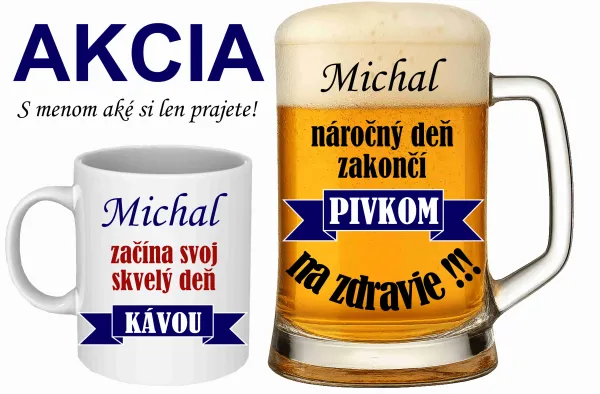 Pivný pohár a hrnček