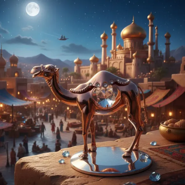 Dekoratívna ťava v bronzovo-zlatom prevedení