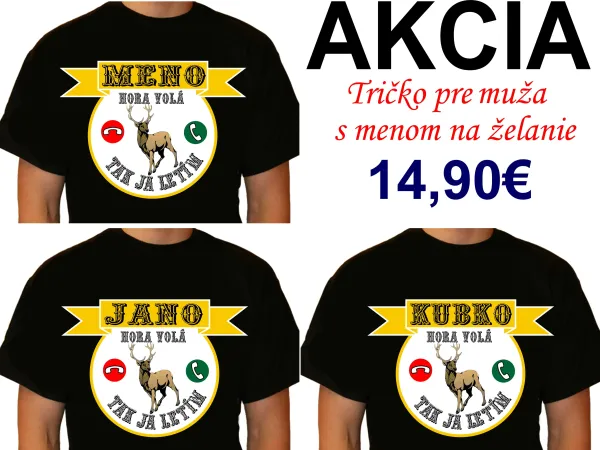 Pánske tričko pre poľovníka alebo milovníka prírody s menom – Hora volá! 🌲