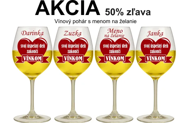 Pohár na víno s menom na želanie