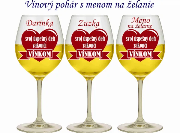 Pohár na víno s menom na želanie
