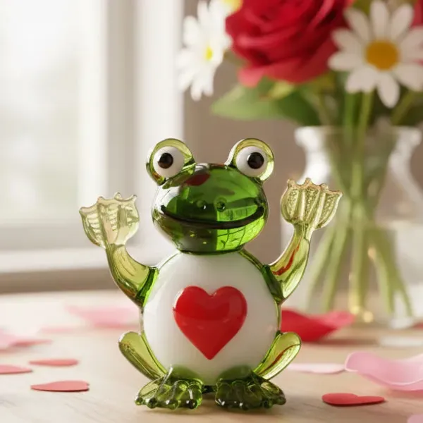 Sklenená žabka so srdiečkom