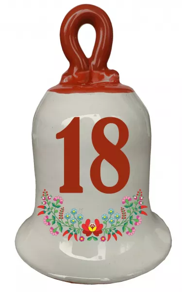 Zvonček k narodeninám s číslom 18 Červená
