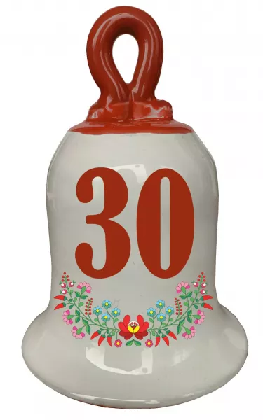 Zvonček k narodeninám s číslom 30 Červená