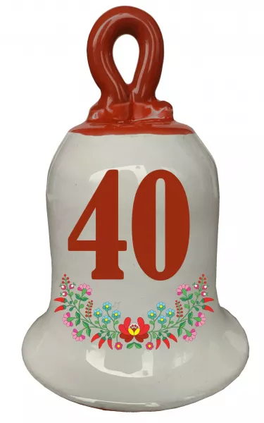 Zvonček k narodeninám s číslom 40 Červená