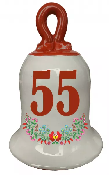 Zvonček k narodeninám s číslom 55 Červená