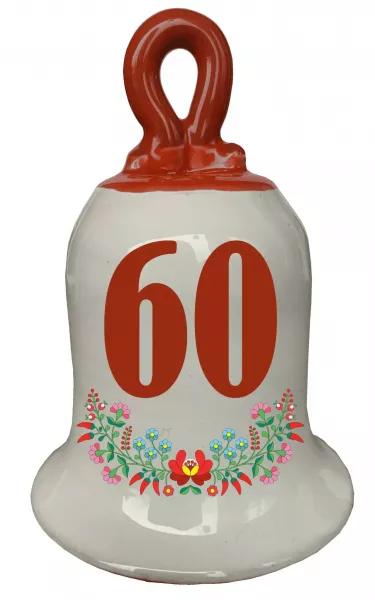 Zvonček k narodeninám s číslom 60 Červená