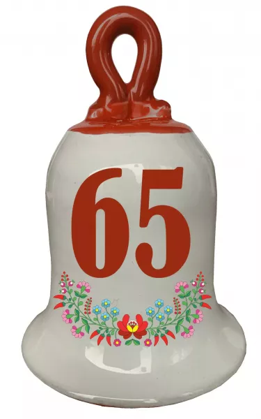 Zvonček k narodeninám s číslom 65 Červená