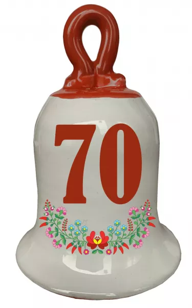 Zvonček k narodeninám s číslom 70 Červená